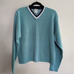 Vintage Columbia Sportswear Woman's V-neck Light Blue Retro Sweater Tennis Large